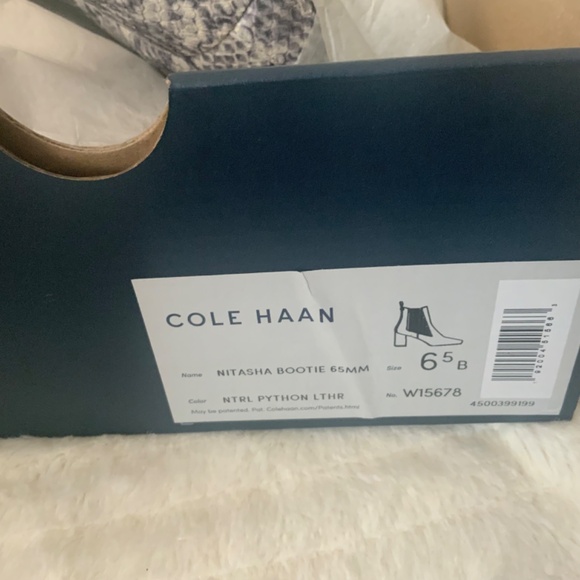 Cole Haan Nitasha Python Gray Leather Bootie Snake Ankle Chelsea Block Heel Boot - Picture 11 of 12